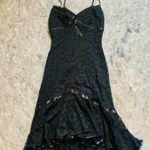 Betsey Johnson black lace fishtail vintage dress